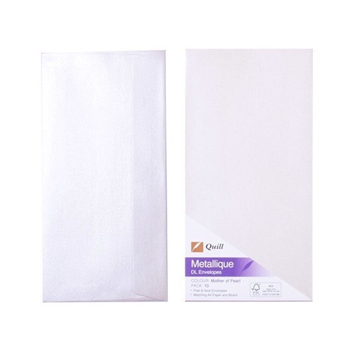 Quill Metallique Envelopes DL 110x220mm Mth of Pearl PK10